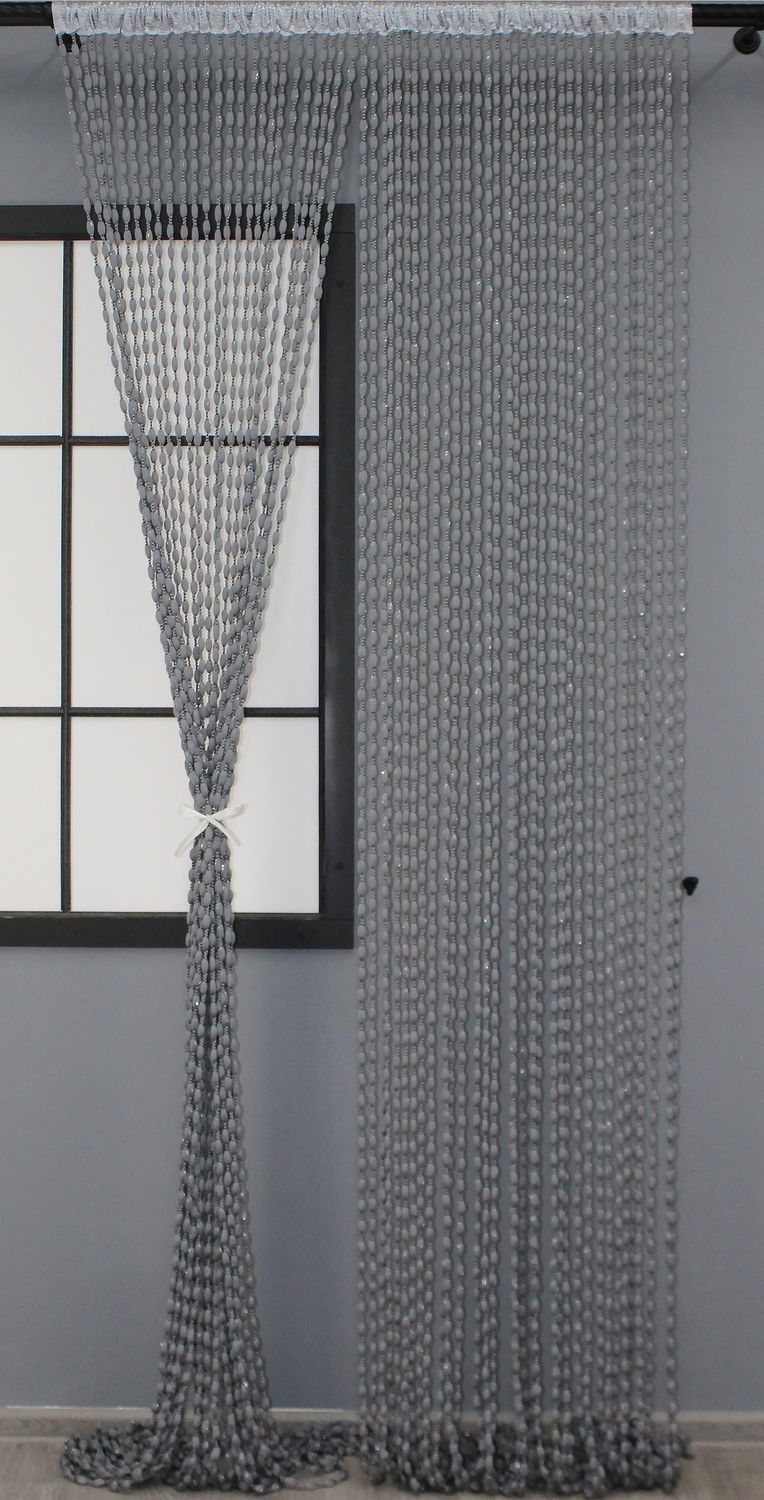 Штори-нитки "Шиніл" (1 шт 3х3 м) з люрексом колір темно-сірий 61-040