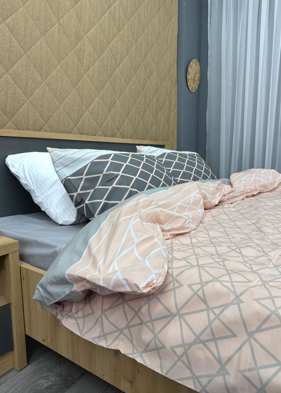 Комплект постельного белья Ранфорс, Decorator Cotton Collection Skagen Евро 220х200 персиковый с серым (88-124)