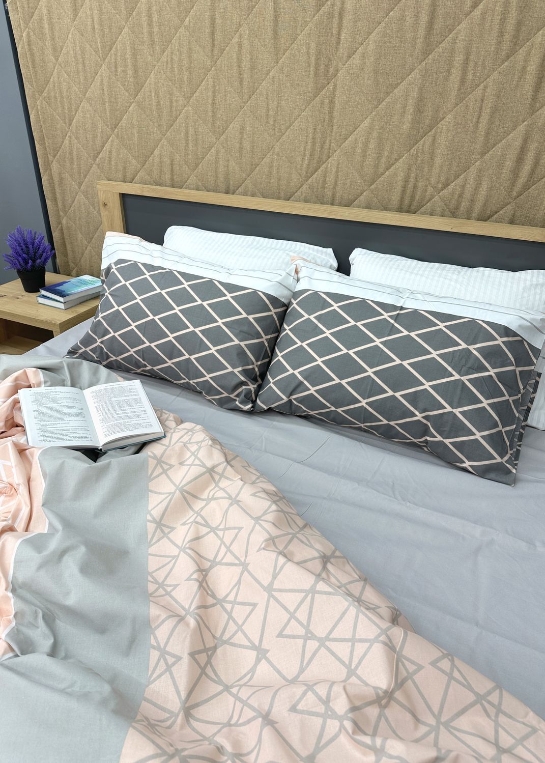 Комплект постельного белья Ранфорс, Decorator Cotton Collection Skagen Евро 220х200 персиковый с серым (88-124)