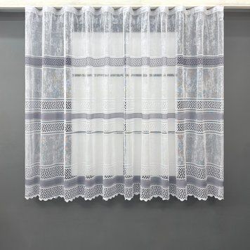 Короткий тюль (3х1,45м) жакард колір білий з сірим 1947т 42-0899