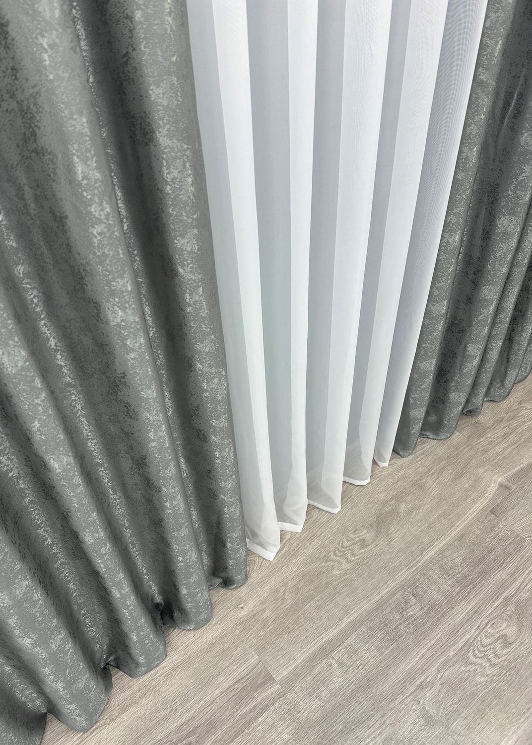 Комплект (2шт 1,5х2,6м) штор жаккард коллекция "Мрамор Al1", цвет графитовый 1015ш 39-648