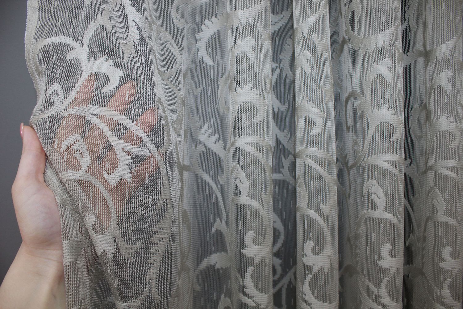 Арка (275х170см) жаккардовая с макраме На кухню, балкон цвет серый с белым 51-101