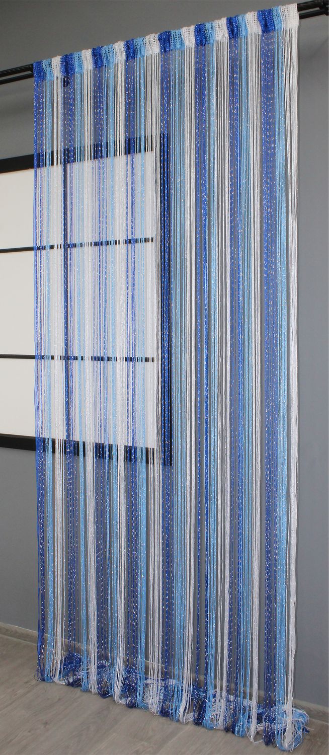 Шторы-нити "Кисея" (1 шт 3х3 м) с люрексом цвет синий с голубовато-белым 61-027