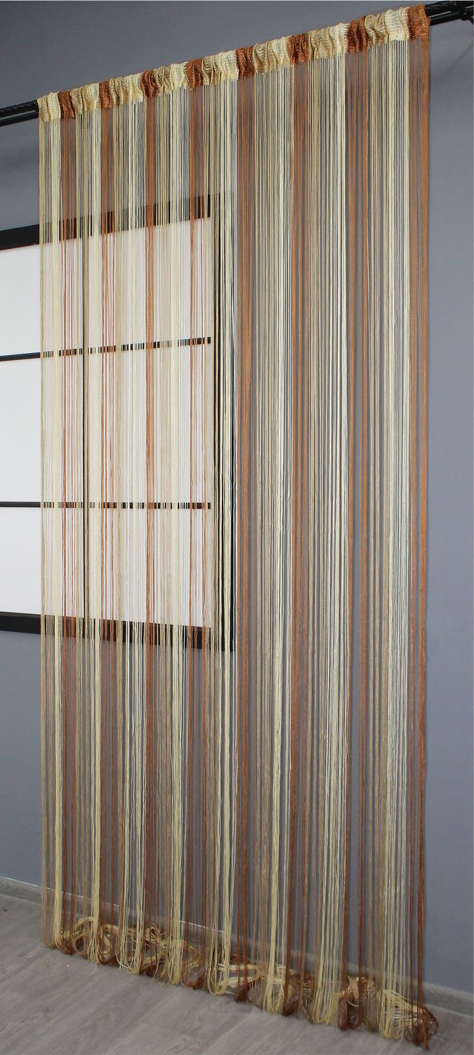Шторы-нити "Кисея" (1 шт 3х3 м ) цвет бежевый с молочно-коричневым 61-010