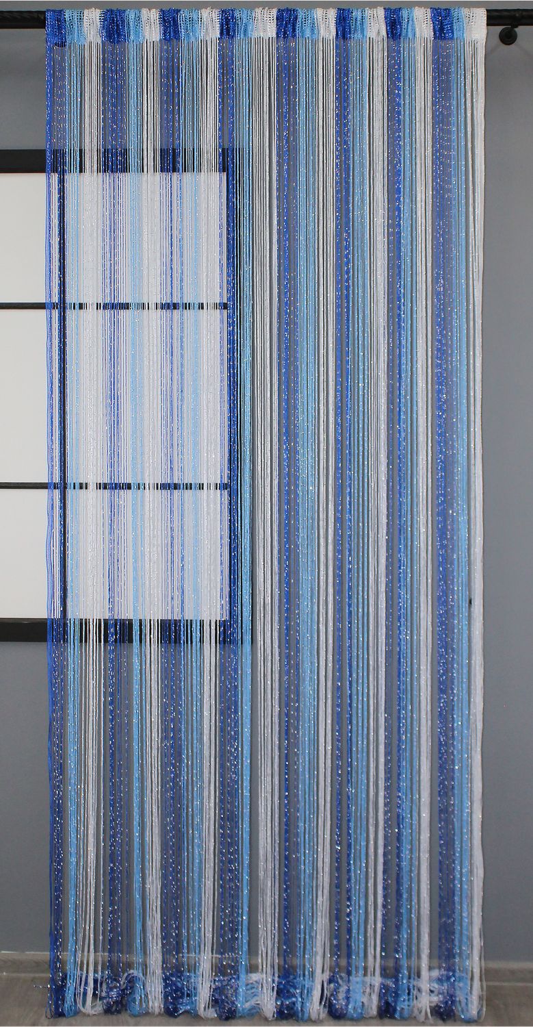 Шторы-нити "Кисея" (1 шт 3х3 м) с люрексом цвет синий с голубовато-белым 61-027