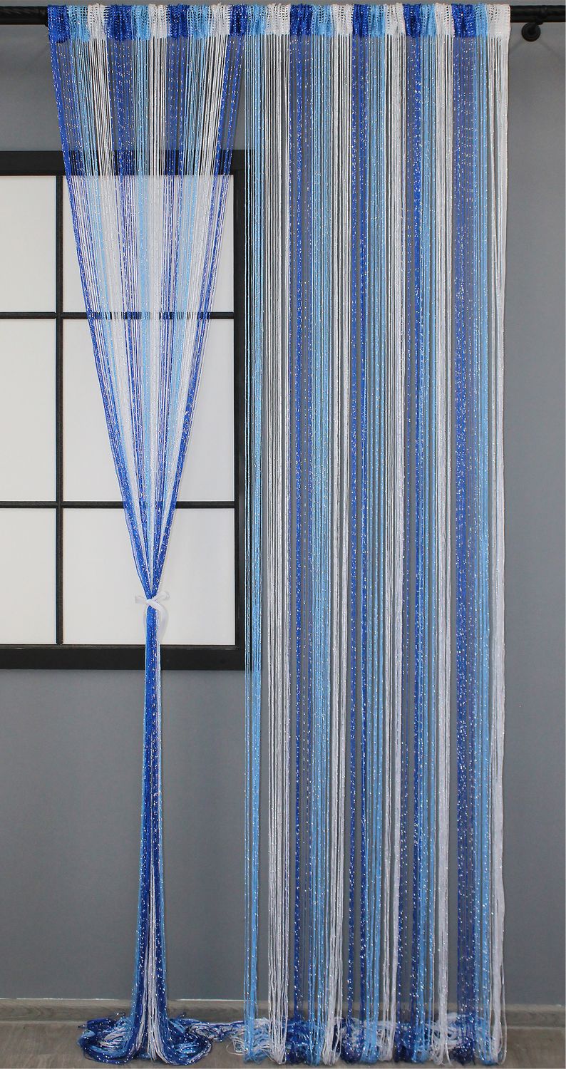 Штори-нитки "Кісея" (1 шт 3х3 м) з люрексом колір синій з блакитно-білим 61-027