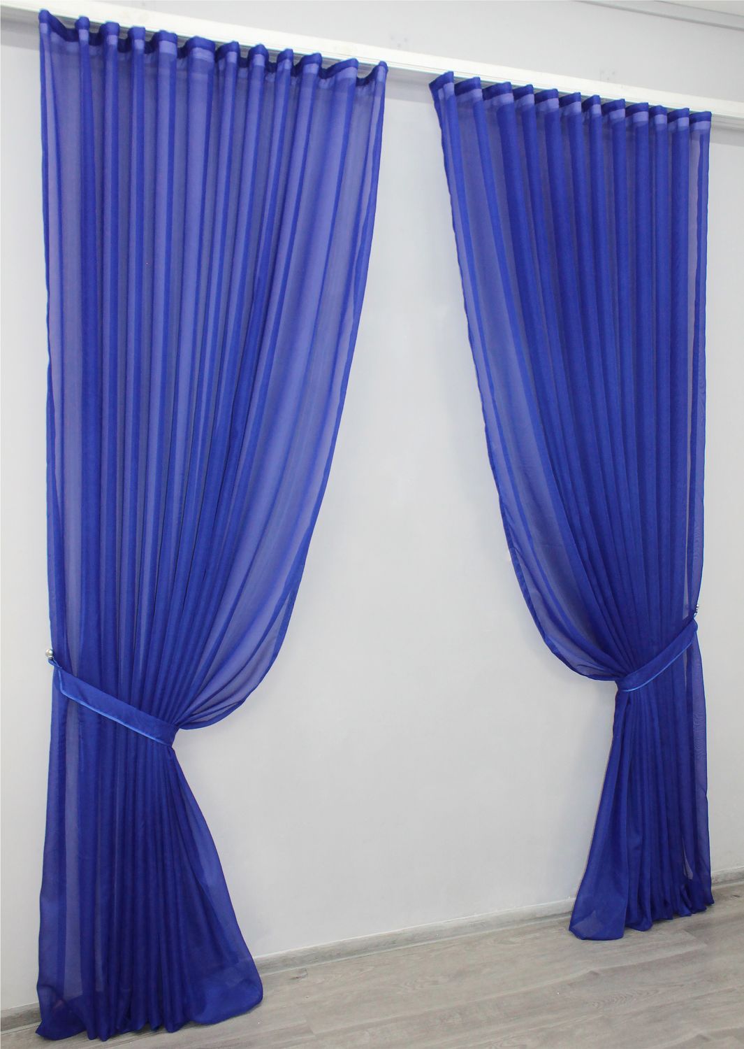 Готовый (2шт2,9х2,9м) комплект декоративных штор из шифона цвет синий 006дк 10-823