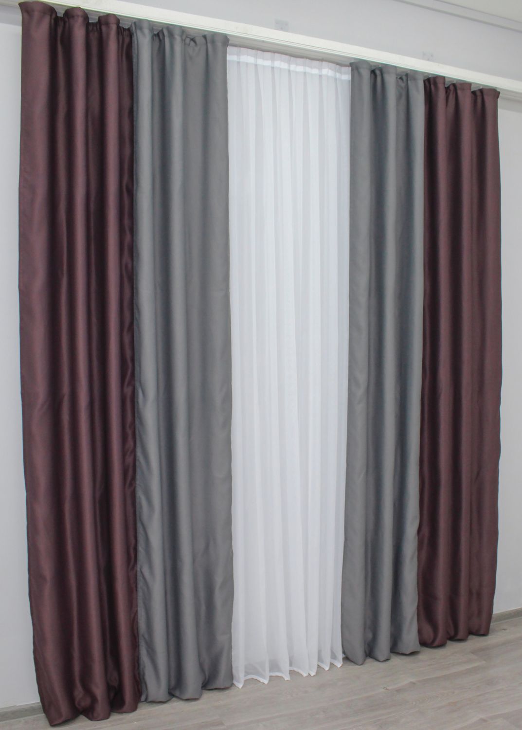 Шторы (2шт 1,5х2,7м) с ткани блэкаут цвет марсала с графитовым 014дк (1009-828ш) 10-509