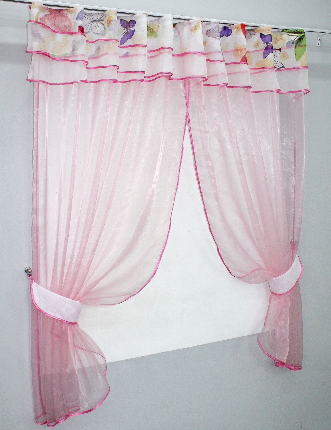 Кухонные шторы (270х170см) с ламбрекеном, на карниз 1-1,5м цвет розовый 00к 59-494