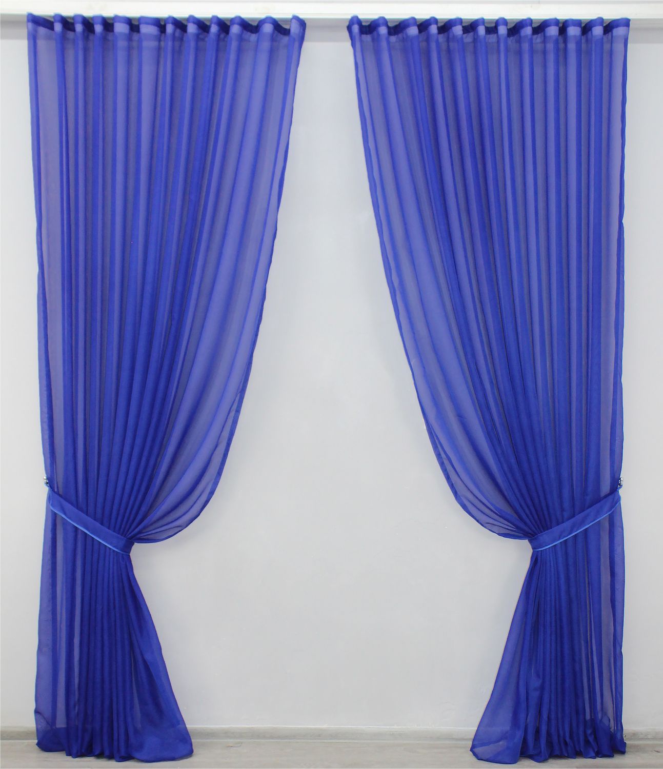 Готовий (2шт2,9х2,9м) комплект декоративних штор з шифону колір синій 006дк 10-823
