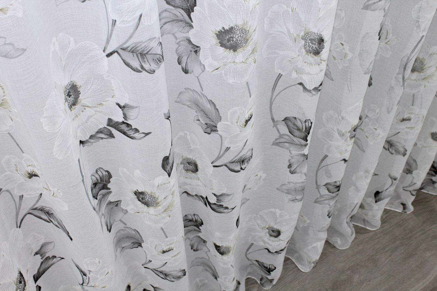 Тюль батист, коллекция "Flora" цвет белый с цветочным принтом 1146т, Тюль на метраж, Нужную Вам ширину указывайте при покупке. (Ширина набирается по длине рулона.), 2,7 м.