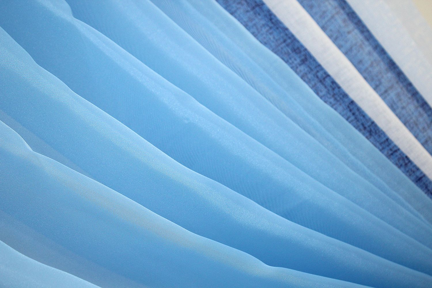 Кухонные шторки (400х170см) с подвязками цвет белый с голубым и синим 096к 59-428