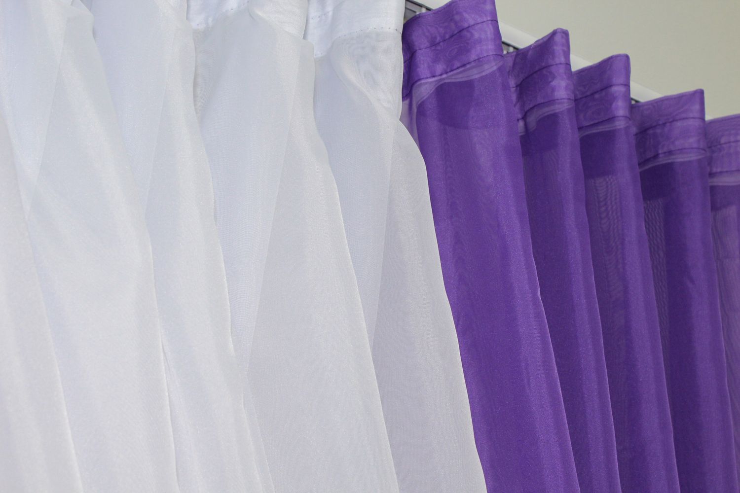 Кухонные шторки (400х170см) с подвязками цвет фиолетовый с белым 096к 50-802