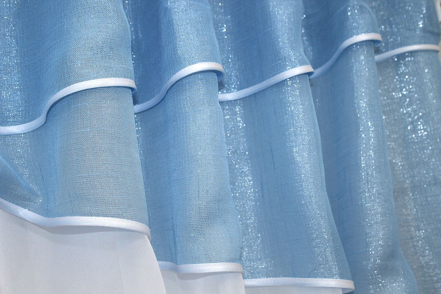 Кухонные шторы (270х170см) с ламбрекеном, на карниз 1-1,5м цвет голубой с белым 091к 52-0095