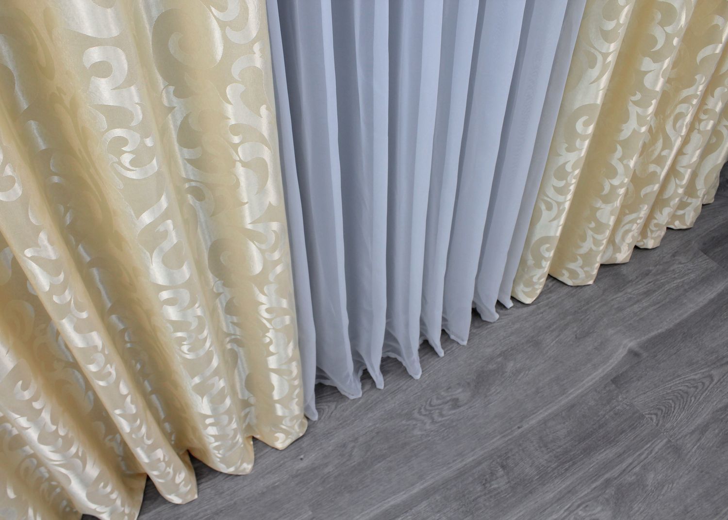 Шторна тканина жакард, висота 2,7м колір молочний 722ш