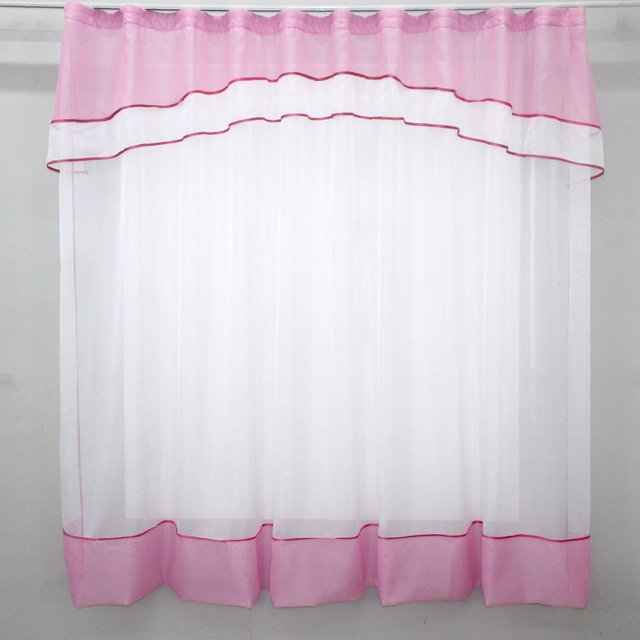 Гардина (270х170см) арка на кухню из шифона цвет белый с розовым 110к 52-0260