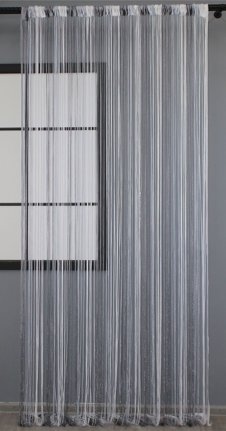 Шторы-нити "Кисея" (1 шт 3х3 м) с люрексом цвет серый с белым 61-050