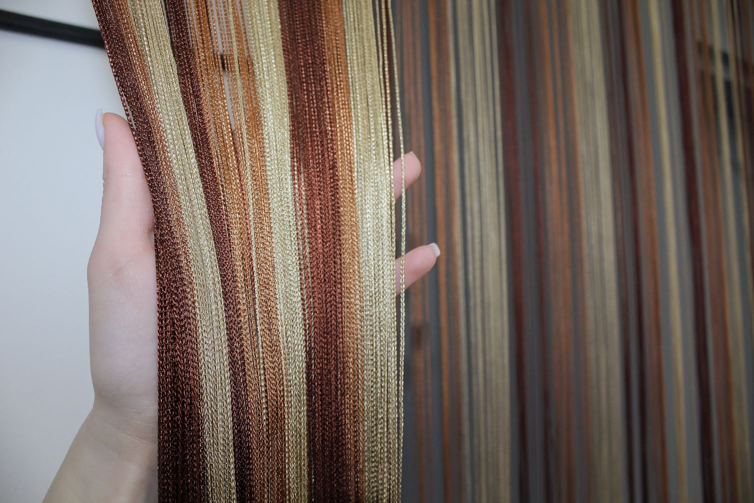 Шторы-нити "Кисея" (1 шт 3х3 м) цвет коричневый с оранжево-бежевым 61-012
