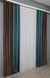 Комбіновані штори з тканини льон-блекаут колір венге з бірюзовим  014дк (687-511ш) Фото 5