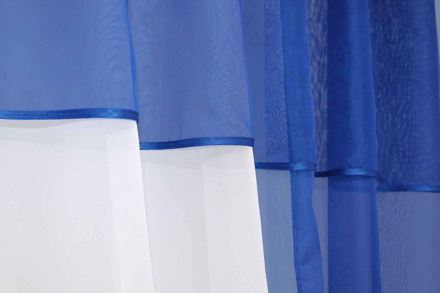 Кухонные шторы (270х170см) с ламбрекеном, на карниз 1-1,5м цвет синий с белым 090к 50-625