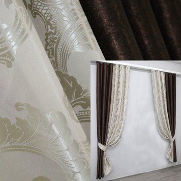 Комбинированные (2шт 1,5х2,5м) шторы из ткани софт с блэкаутом, цвет коричневый и шампань 014дк (094-1114ш) 10-781