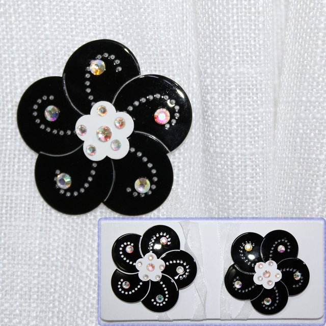 Магниты (2шт, пара) для штор, гардин "Гелла" цвет чёрный с белым 163м 81-074