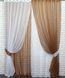 Комплект декоративных штор из шифона "Инь Янь" цвет коричневый с белым 010дк Фото 1