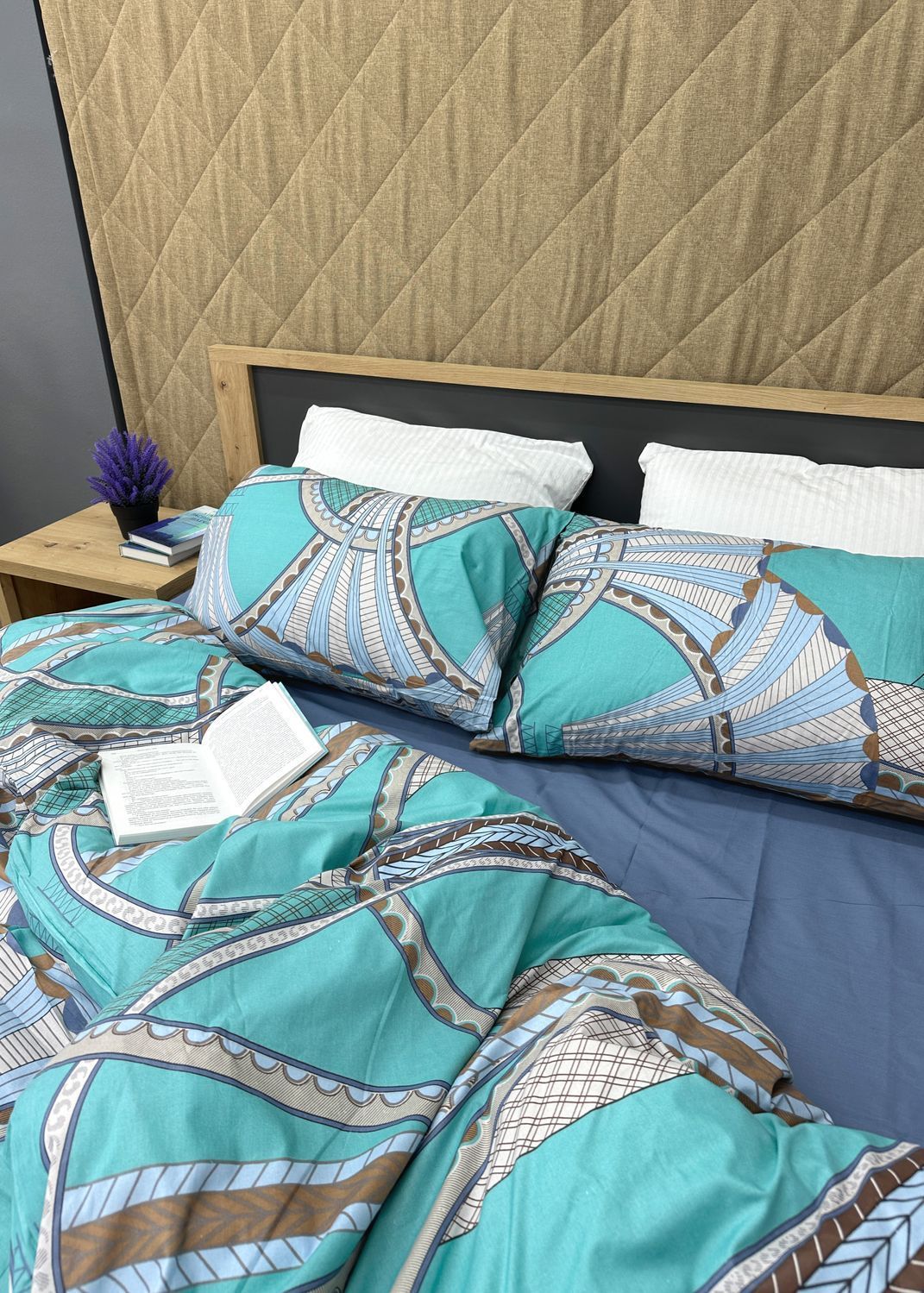 Комплект постільної білизни Поплін, Decorator Cotton Lux Collection Gatsby Полуторний 145х215 з різнокольровим принтом (88-127)