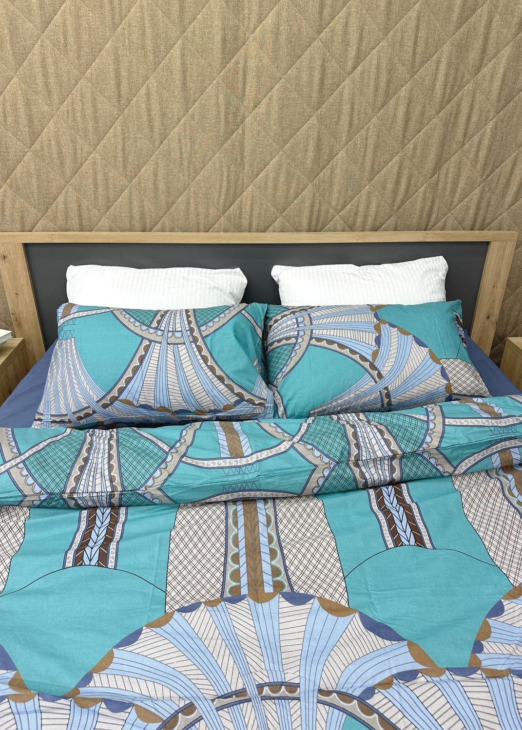 Комплект постільної білизни Поплін, Decorator Cotton Lux Collection Gatsby Полуторний 145х215 з різнокольровим принтом (88-127)
