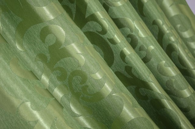 Шторная ткань жаккард, коллекция "Вензель", высота 2,9м. Цвет салатовый. Код 297ш