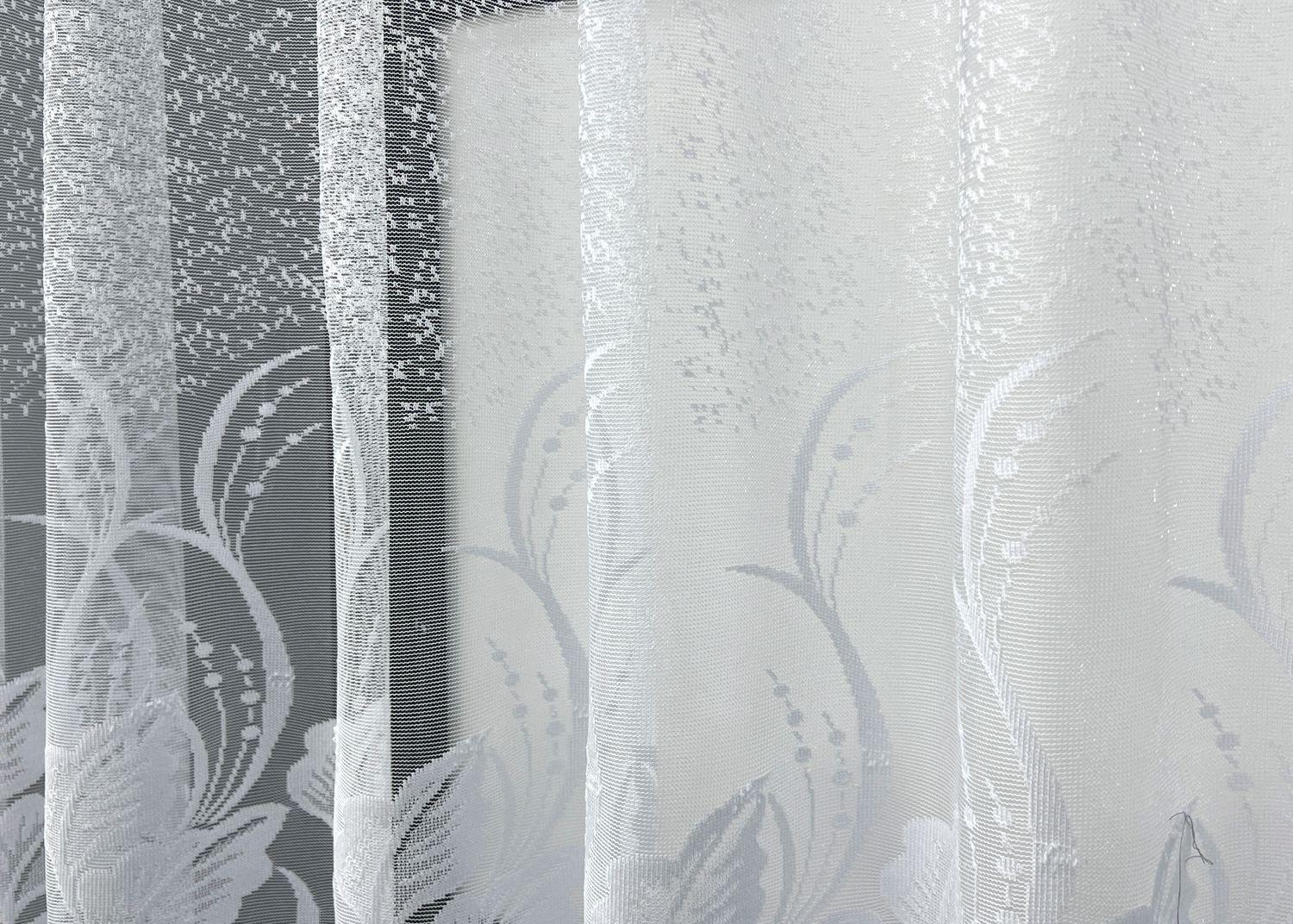 Короткий тюль, висотою 1,8м жакард колір білий 2007т, Готова тюль з тасьмою (4х1,8 м.), 4,0 м., 1,8 м., 400, 180, 2 - 3 м., Тасьма