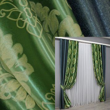 Комбіновані (2шт 1,35х2,7м) штори з тканини Софт, колір темно-бірюзовий з зеленим 014дк (397-1279шА) 11-0132