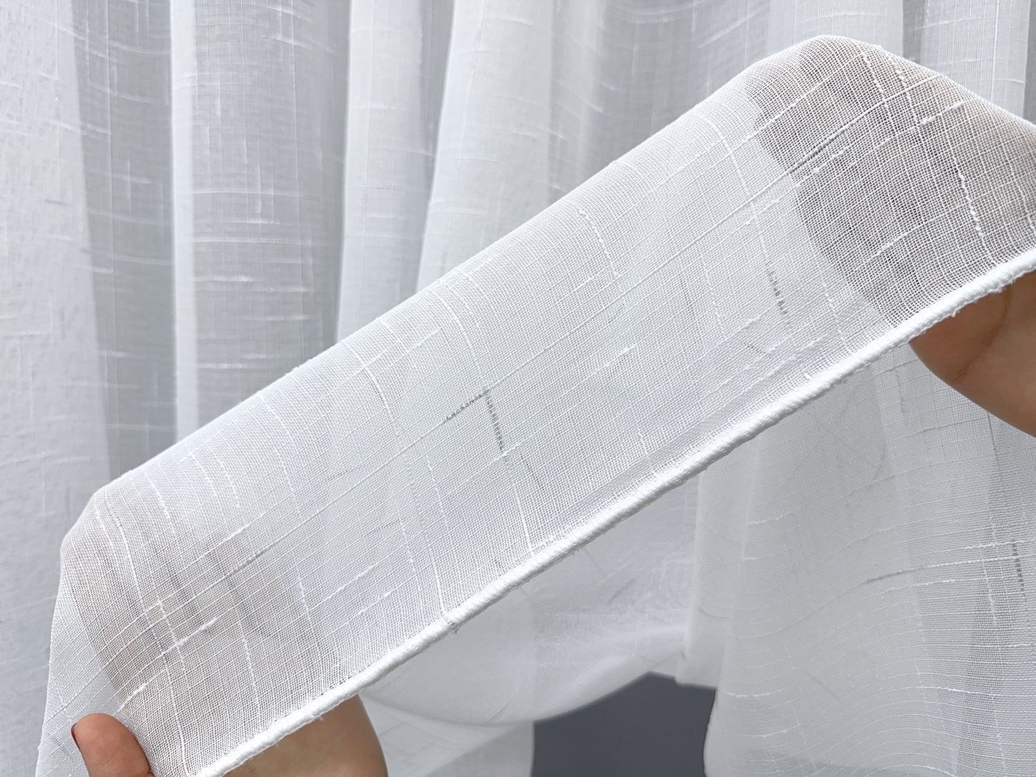 Уцінка! Готова тюль (5х2,75м) льон, колекція "Івонна" колір білий з срібним вкрапленням 1208т 48-038