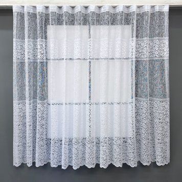 Уценка! Готовая (3х1,5м.) короткая тюль жаккард цвет белый 1527т 49-307