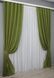 Комплект готовых льняных штор, коллекция "Лен Мешковина" цвет оливковый 1356ш Фото 3