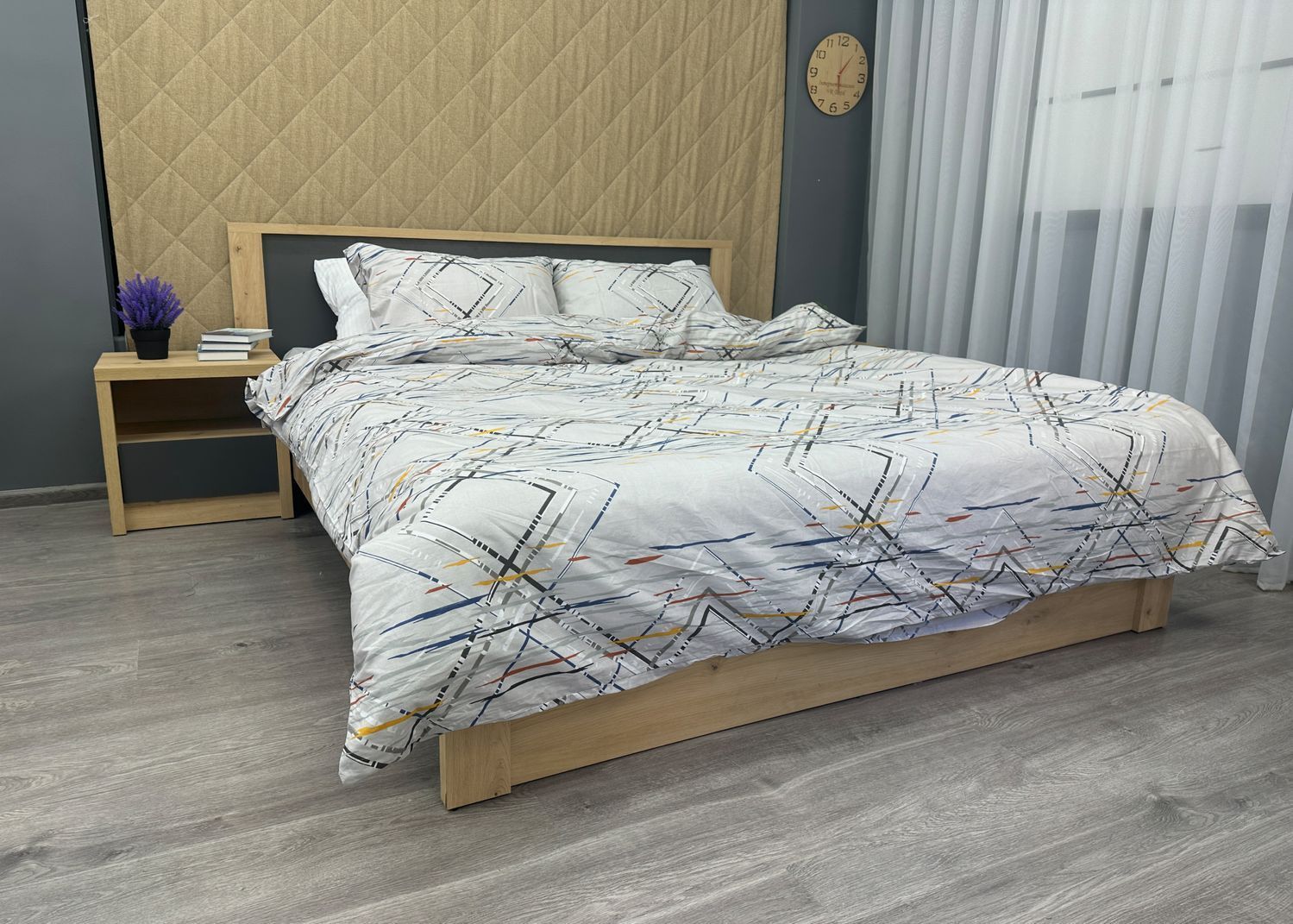 Комплект постельного белья Поплин, Decorator Cotton Lux Collection Merx Евро 220х200 с разноцветным принтом (88-134)