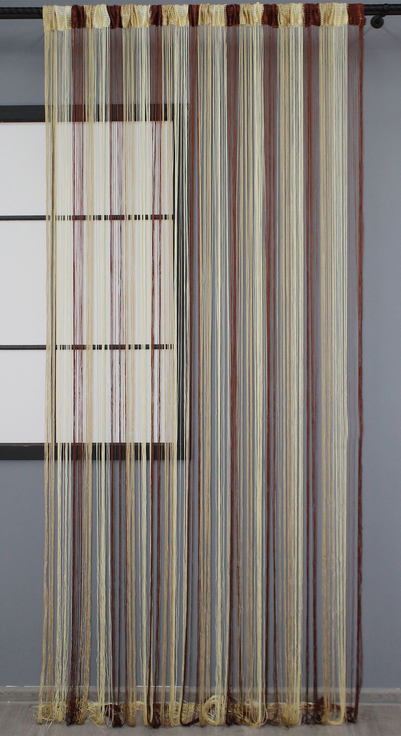 Шторы-нити "Кисея" (1 шт 3х3 м) цвет коричневый с бежевым 61-011