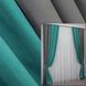 Комбіновані штори з тканини мікровелюр Petek колір графітовий з бірюзовим 014дк (747-745ш) Фото 1