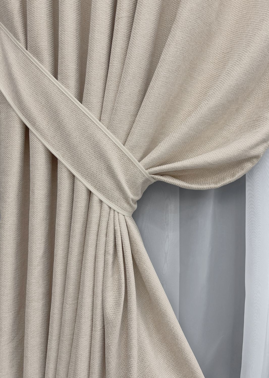 Комплект (2шт 1,5х3,0м) штор фактурний льон преміум, колекція &ldquo;Grand Linen&rdquo;, колір бежевий 2025ш 33-1024