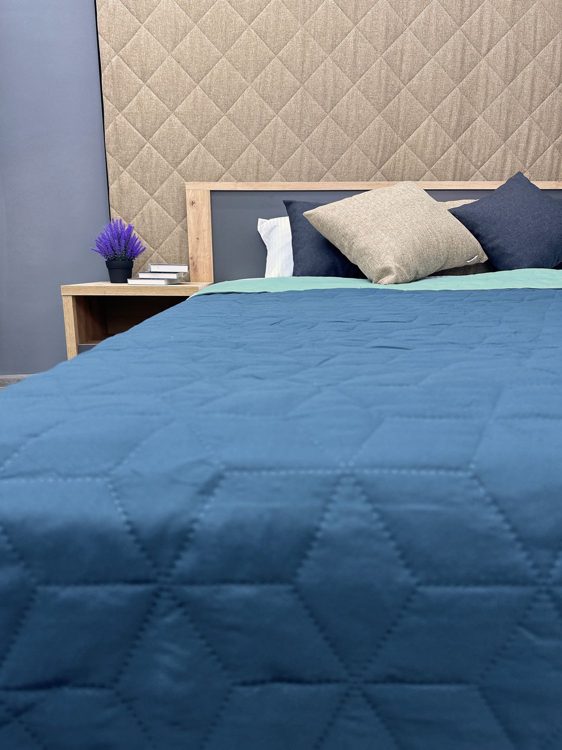 Покривало двостороннє Decorator Microfiber куб 140х215 см синій з блакитним (85-108)