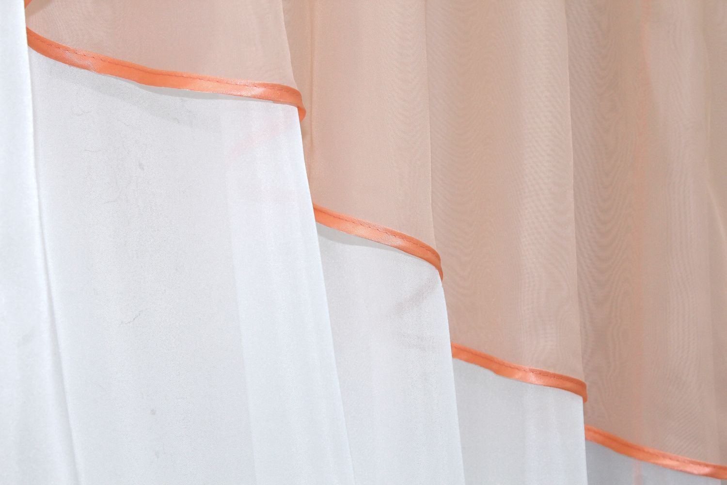 Кухонные шторы (260х170см) с ламбрекеном, на карниз 1-1,5м цвет персиковый с белым 091к 59-735