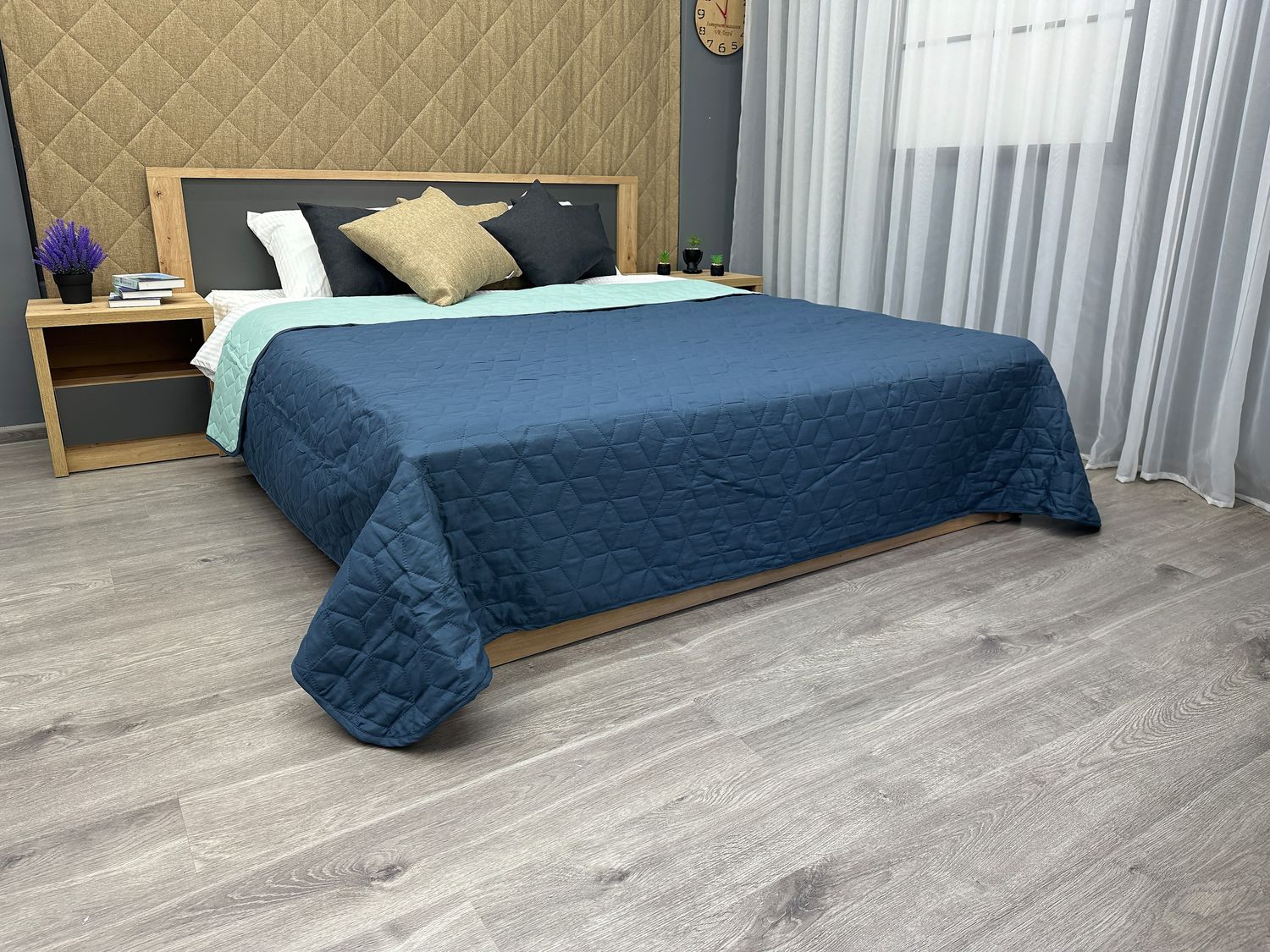 Покрывало двустороннее Decorator Microfiber куб 140х215 см синий с голубым (85-108)