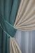 Комбинированные шторы из ткани лен-блэкаут цвет бирюзовый с бежевым 014дк (511-686ш) Фото 4
