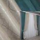Комбинированные шторы из ткани лен-блэкаут цвет бирюзовый с бежевым 014дк (511-686ш) Фото 1