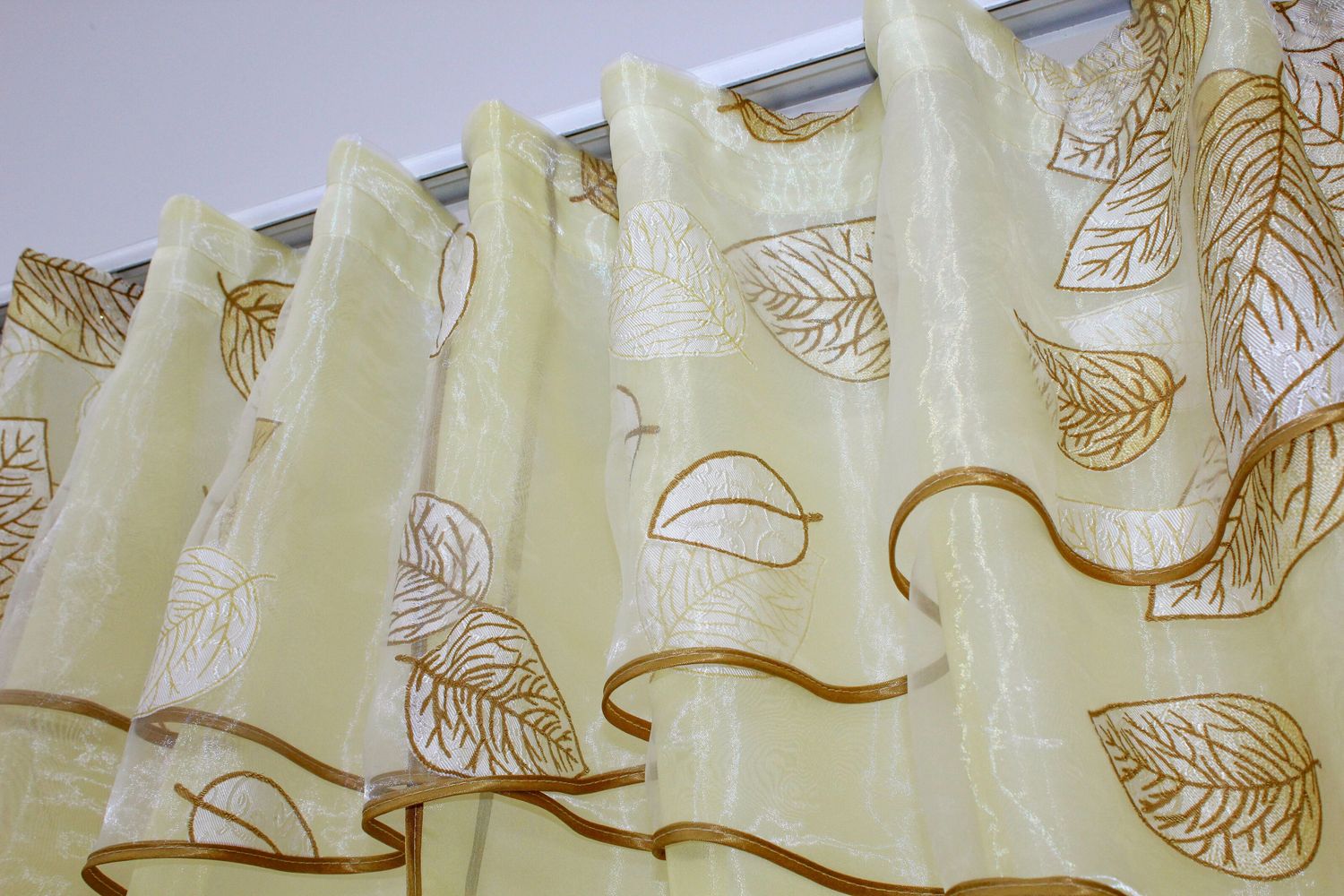 Кухонные шторы (270х170см) с ламбрекеном, на карниз 1-1,5м цвет желтый с бежевым 091к 52-0002
