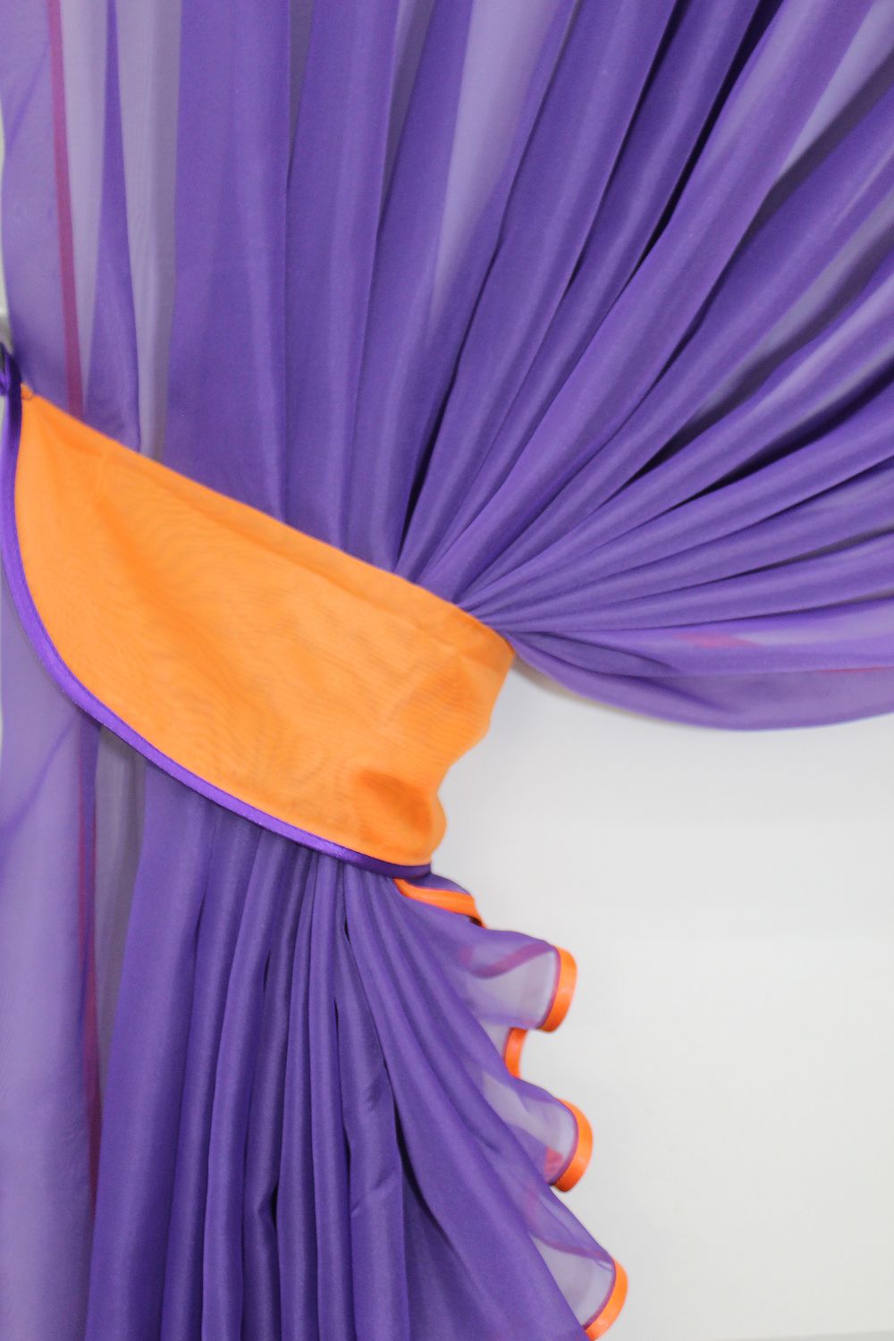 Кухонный комплект (330х170см) шторки с подвязками "Дуэт" цвет фиолетовый с оранжевым 060к 50-322
