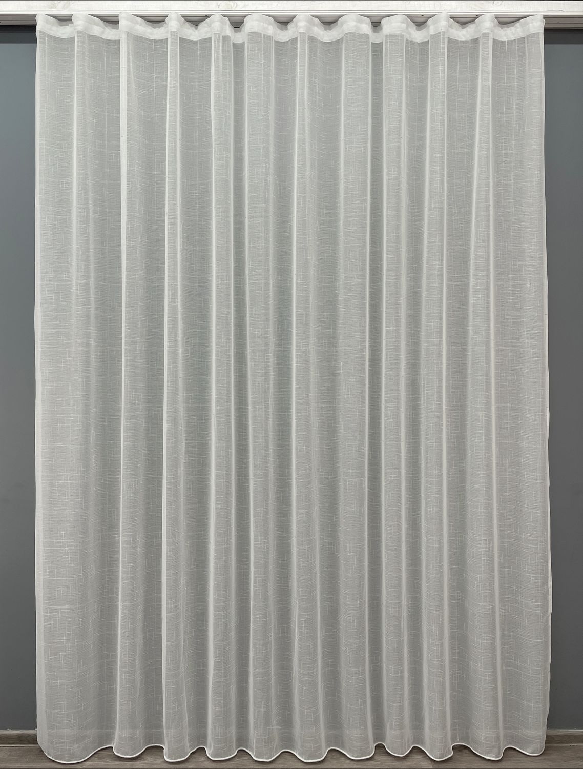 Тюль льон, колекція "Івонна" колір білий з срібним вкрапленням 1208т, Тюль на метраж, Без кріплення, тканина на відріз, Потрібну Вам ширину вказуйте при покупці. (Ширина набирається по довжині рулона.), 2,8 м.