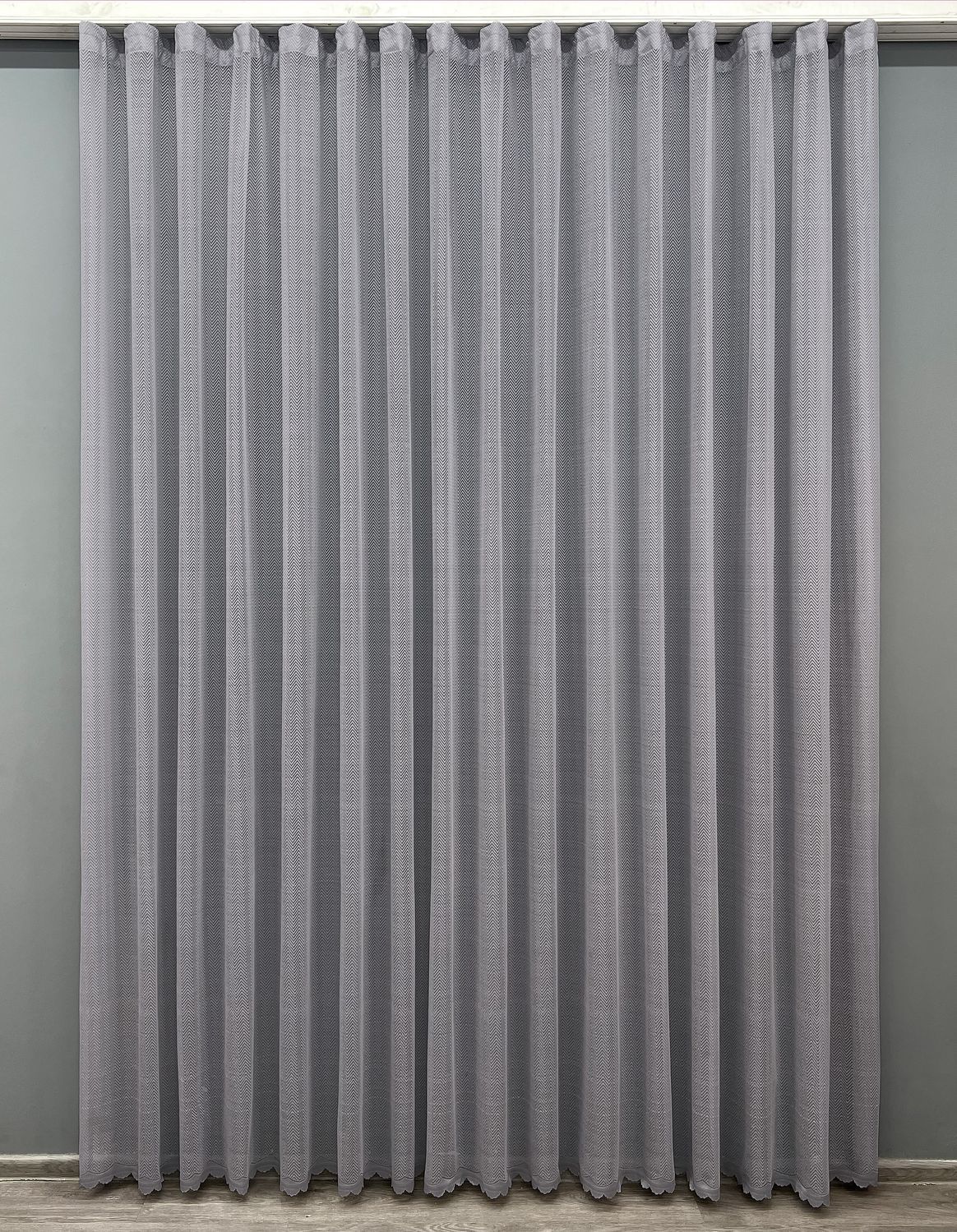 Тюль жаккард цвет серый 2003т, Готовая тюль с тесьмой (4х2,7 м.), 4,0 м., 2,7 м., 400, 270, 2 - 3 м., Тесьма