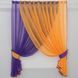 Кухонный комплект (330х170см) шторки с подвязками "Дуэт" цвет фиолетовый с оранжевым 060к 50-322 Фото 1