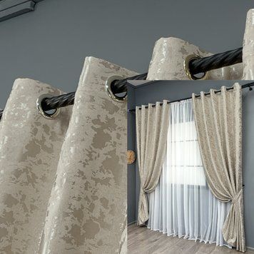 Комплект (2шт 1,5х2,5м) штор на люверсах из льна мрамор, коллекция "Pavliani ХО" цвет теплый бежевый 1272ш 37-0318